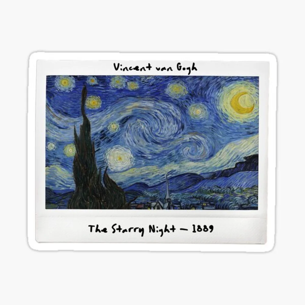 Starry Night (1889) by Vincent Van Gogh Sticker for Laptop Decor Bedroom Car Cute Cartoon Art Fashionable Public Suitcase