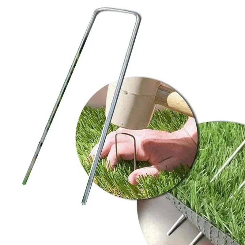 New 50 Pcs Weedproof Cloth Ground Nail Lawn Fixer For Fixing Weed Mesh Floor Stainless Steel Garden Stake Staple Mulch 4*15cm