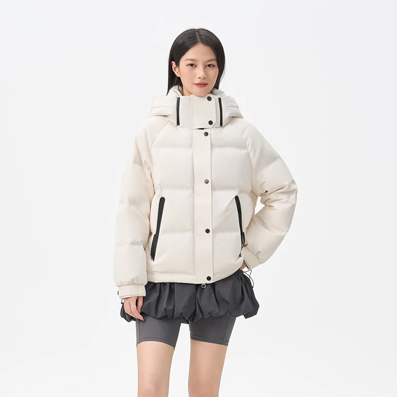 Chericom Leichte Pufferjacke, farbblockierte, abnehmbare Kapuze, verstellbare Manschetten, Daunenmantel, verdickte Pendelmäntel Y318128Y