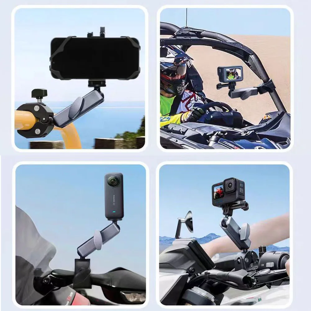 Uchwyt motocyklowy na kierownicę GoPro, podwójny klips krabowy do kamery Insta 360 X5 X4 DJI OSMO, akcesoria do kamer sportowych — zdjęcie produktu 5