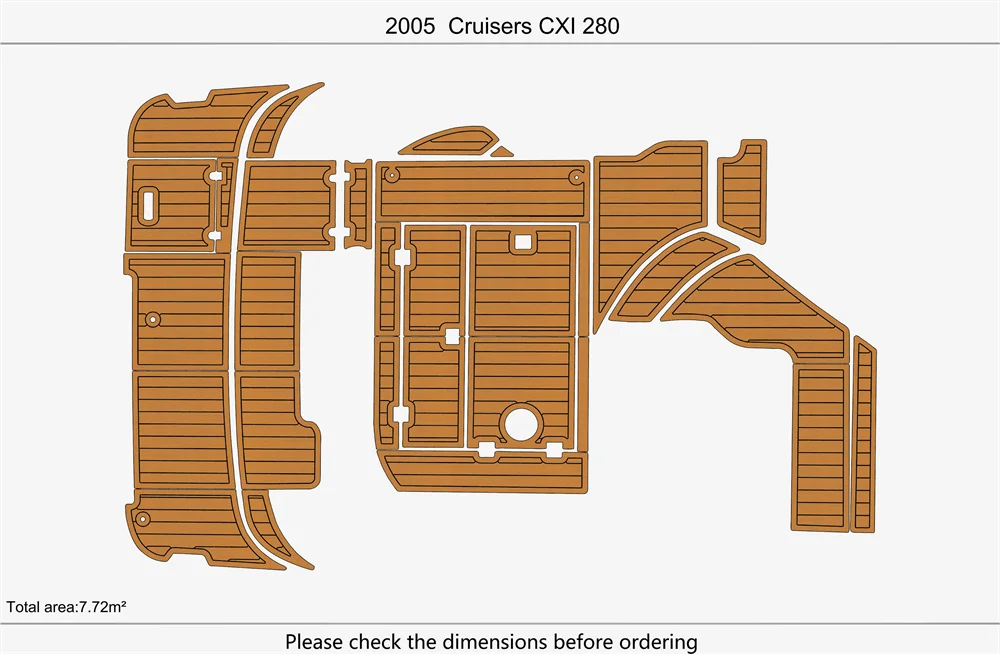 Eva foam Fuax teak seadek marine floor For 2005 Cruisers 280 CXI Cockpit Swim Platform 1/4