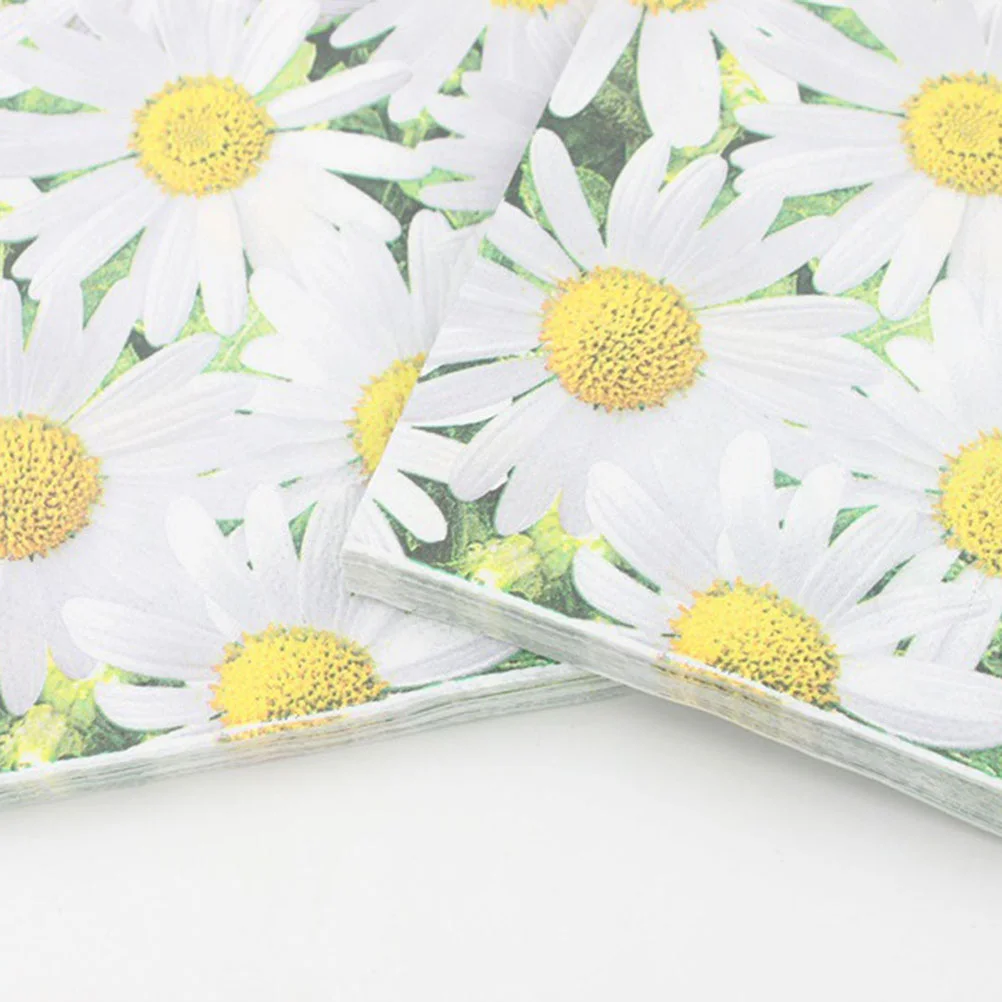 20pcs Party Tissue Napkin Printing Paper Napkin Disposable Daisy Printing Napkin Tissue for Party disposable tissue