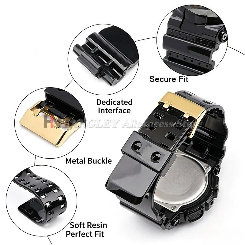 Strap for Casio for G-Shock GA-100/110/120/140/200/400/700 800 GD-100/110/120 G-8900 Replacement Silicone Resin Watch Bands 16mm - view 2
