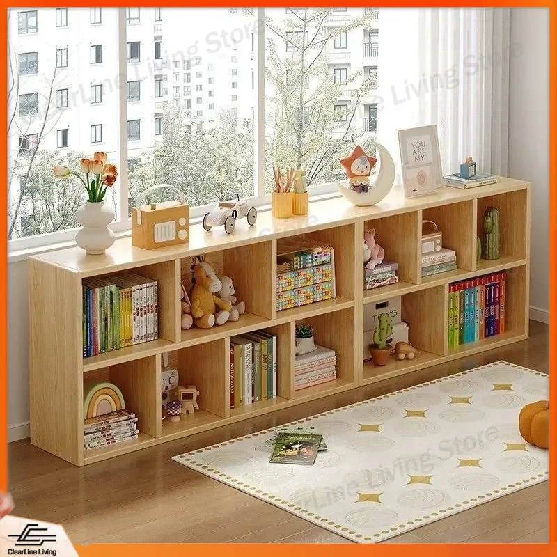 Floor to Ceiling Eight Grid Bookshelf Simple Shelf Office Document Storage Cabinet Low Grid Locker Combined Bookcase