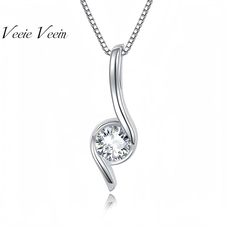 

Veeie Veein Luxury Brand Real 925 Sterling Silver Necklace Pendant Moissanite Diamond Collar Necklace Pendants For Women Jewelry
