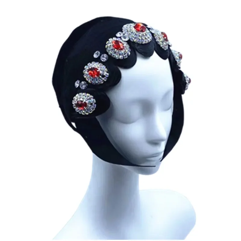 أسود أوبرا بكين الشعر تأثيري اكسسوارات بكين أداء الدراما القبعات شخصية الإناث الصينية الكلاسيكية المغني أغطية الرأس