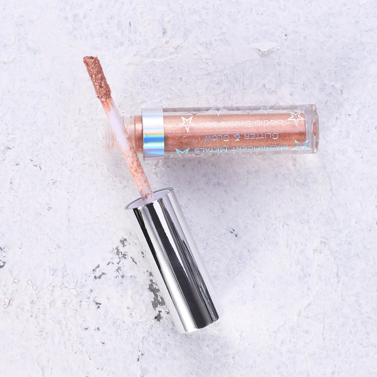 Brokatowy cień do powiek w kolorze różowego złota 106, długotrwały, jedwabisty połysk, perłowy płynny puder do oczu, pigmentowany, przenośny, do użytku osobistego i salonowego.