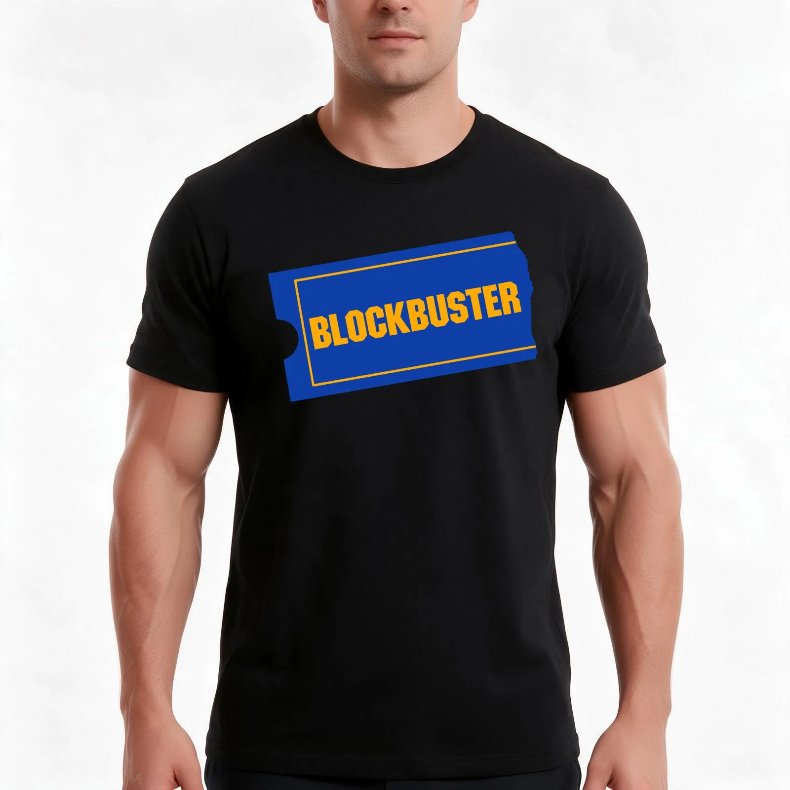 Blockbuster retro logo T-Shirt, Summer Casual Cotton Tee, Oversized Streetwear Tops, Vintage Graphic Print, Unisex Men Women