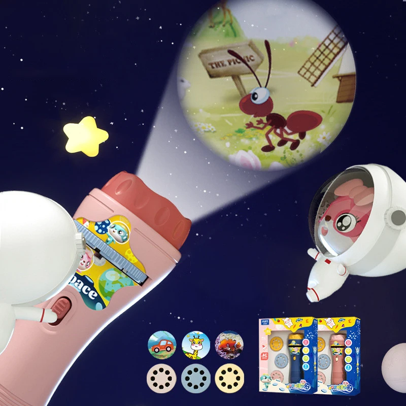 Flashlight Projector Creative Toys Cartoon Torch Lamp Baby Sleeping Story Book Kids Early Education Light Up Toys Birthday Gifts