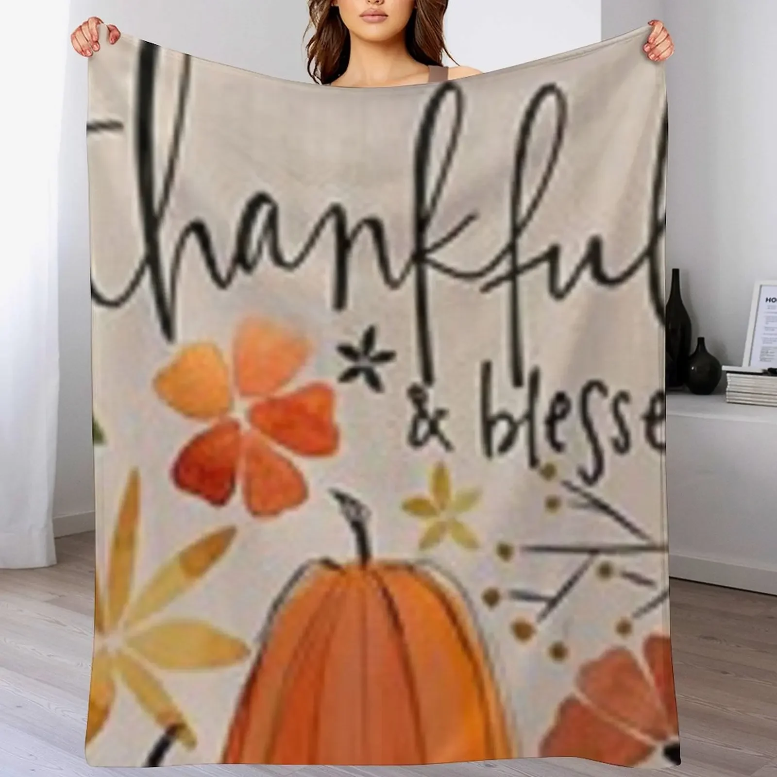 

New Thankful and Blessed Autumn print on home decor, apparel and accessories Throw Blanket College dorm room blanket