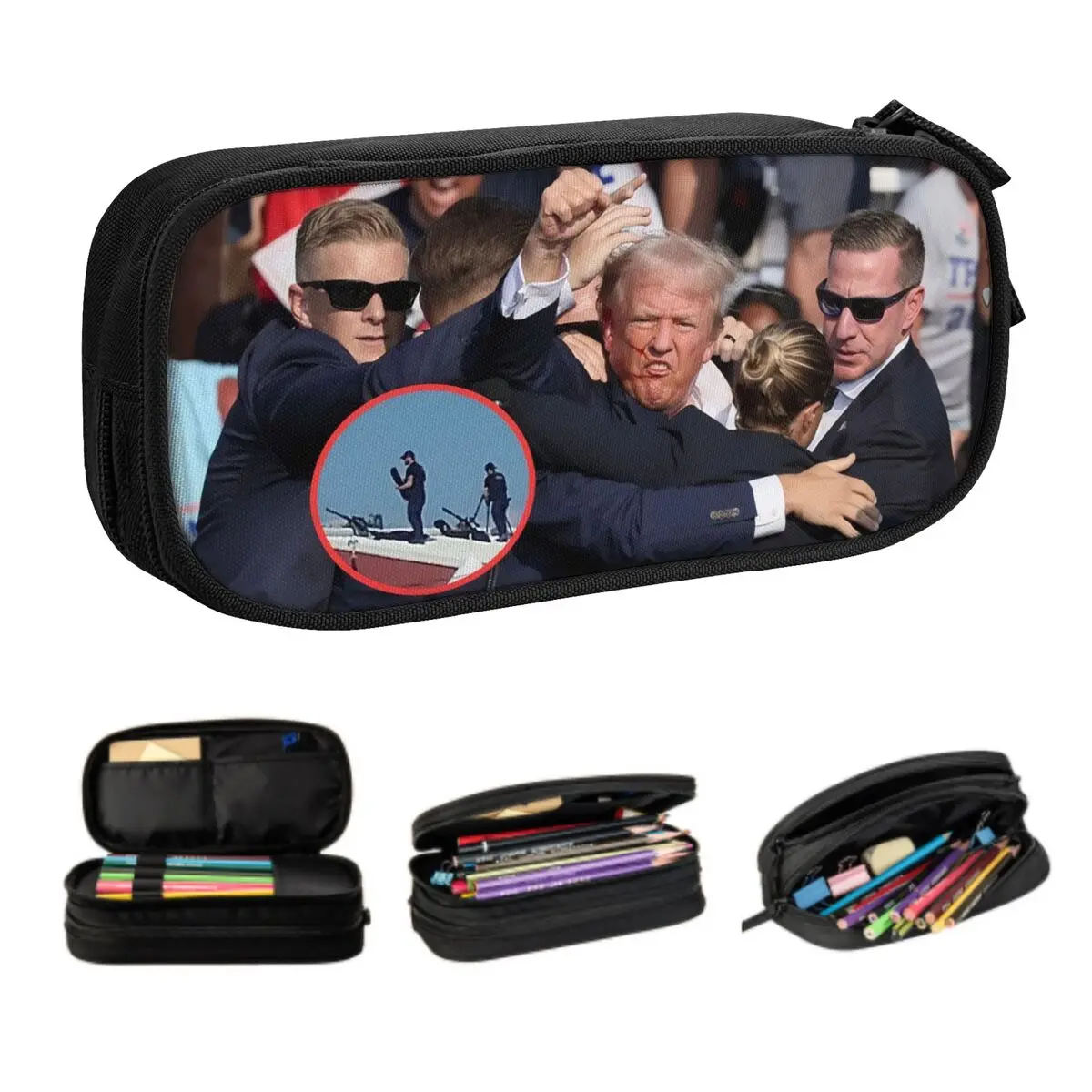 Kawaii Custom Trump Assassins Pencil Case for Boys Gilrs Large Storage Pen Box Bag School Accessories