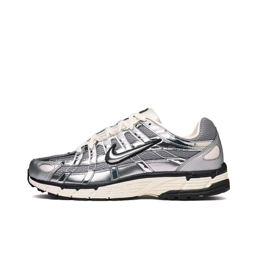 Nike P-6000 Low Men's and Women's Sneakers Trendy Retro Running Shoes Soft and comfortable Sneakers breathable Metallic Silver