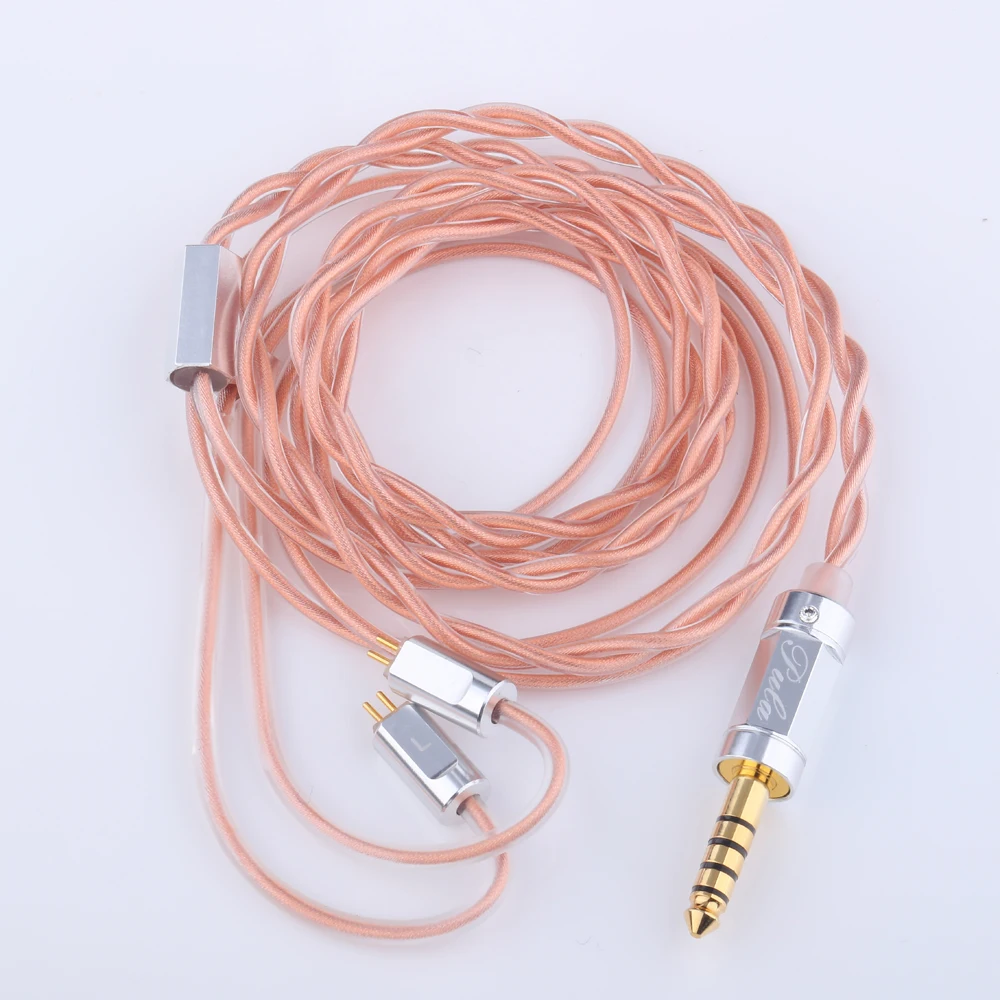 Kabel PULA słuchawki hi-fi IEM pojedynczy miedziane z kryształami przewód modernizacyjny 2.5/3.5/4.4mm typ C wtyczka 0.78mm 2-pinowa złącze MMCX