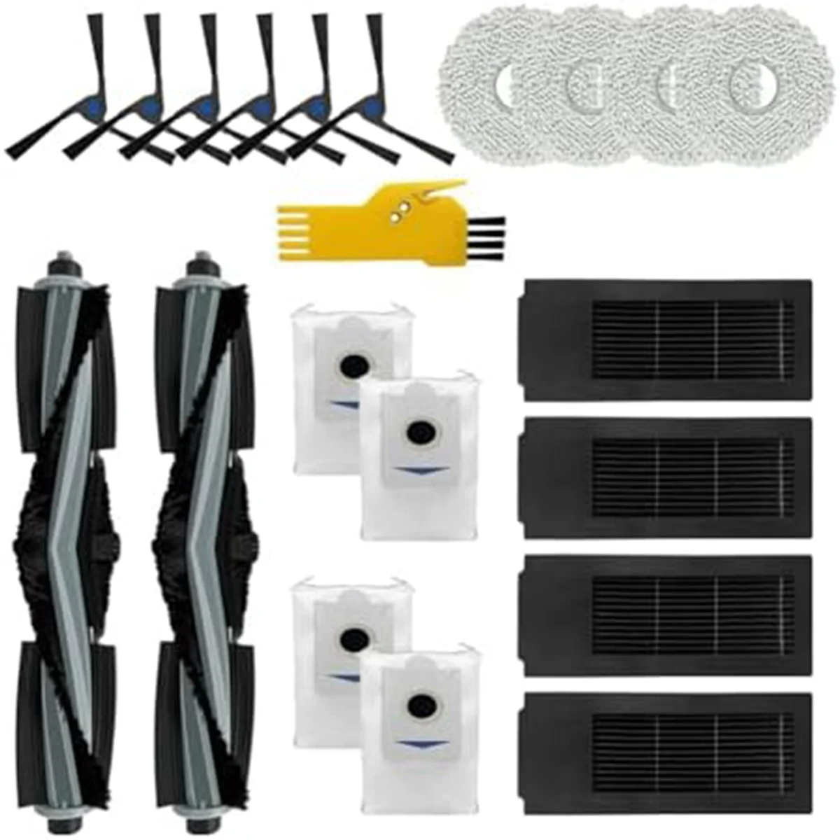 Accessory Set for Ecovacs Deebot X2 OMNI Vacuum Cleaner Robot Replacement Parts Roller Brushes, Filters, Side Brushes