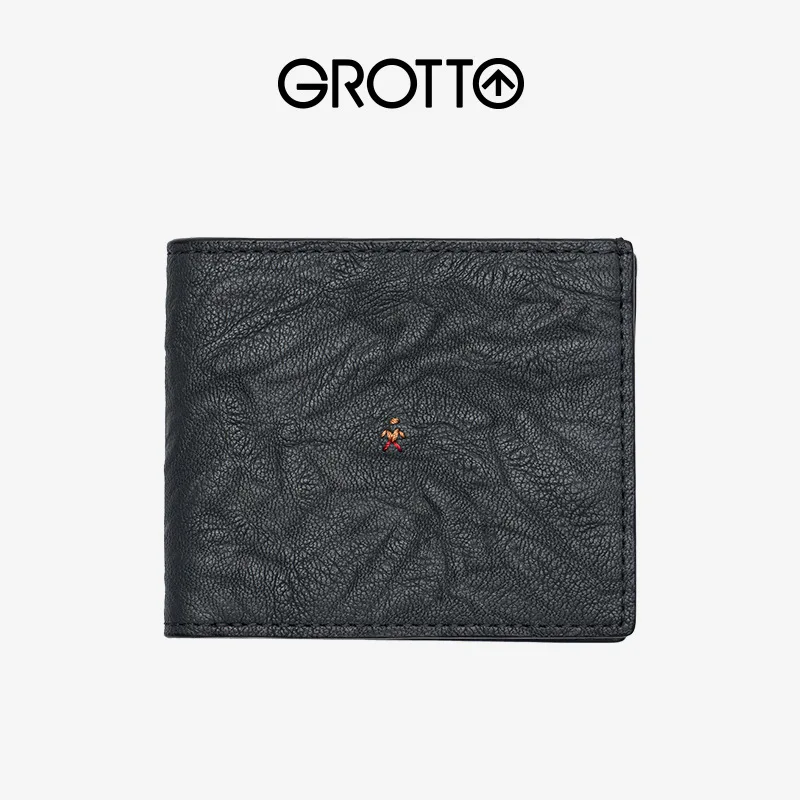 GROTTO Porta carte di credito fatto a mano con portafoglio per coppie in vera pelle corta e sottile in pelle di pecora lavorata a mano
