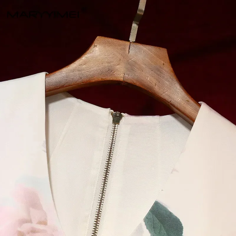 MARYYIMEI Designer Verão Tanque Vestido Curto Feminino Elegante Flor Estampa Vestidos Fino Vestdios