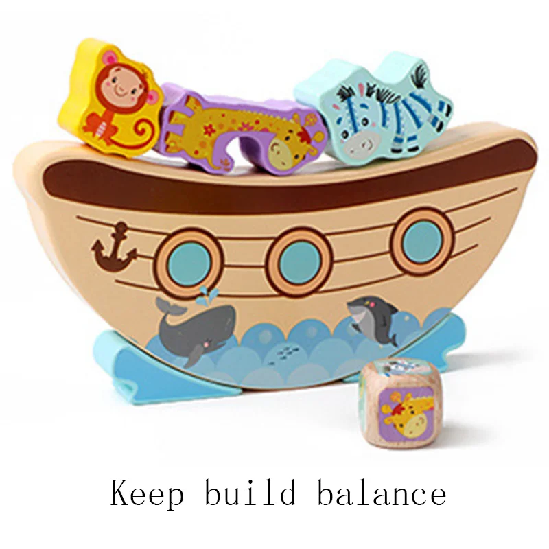 جديد الأطفال التعليم المبكر التوازن اللبنات تجميع المكدس لعبة حيوانات البحر التوازن كتل ألعاب خشبية تعليمية