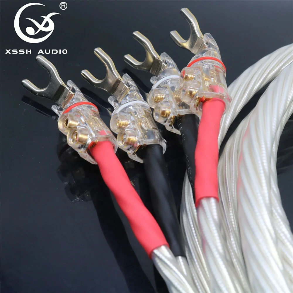 Speaker Cords YIVO XSSH Audio DIY OEM ODM Hi-end High Purity Plated Silver 16AWGx8 Core HIFI Speaker Cable Wire with Y Type Plug