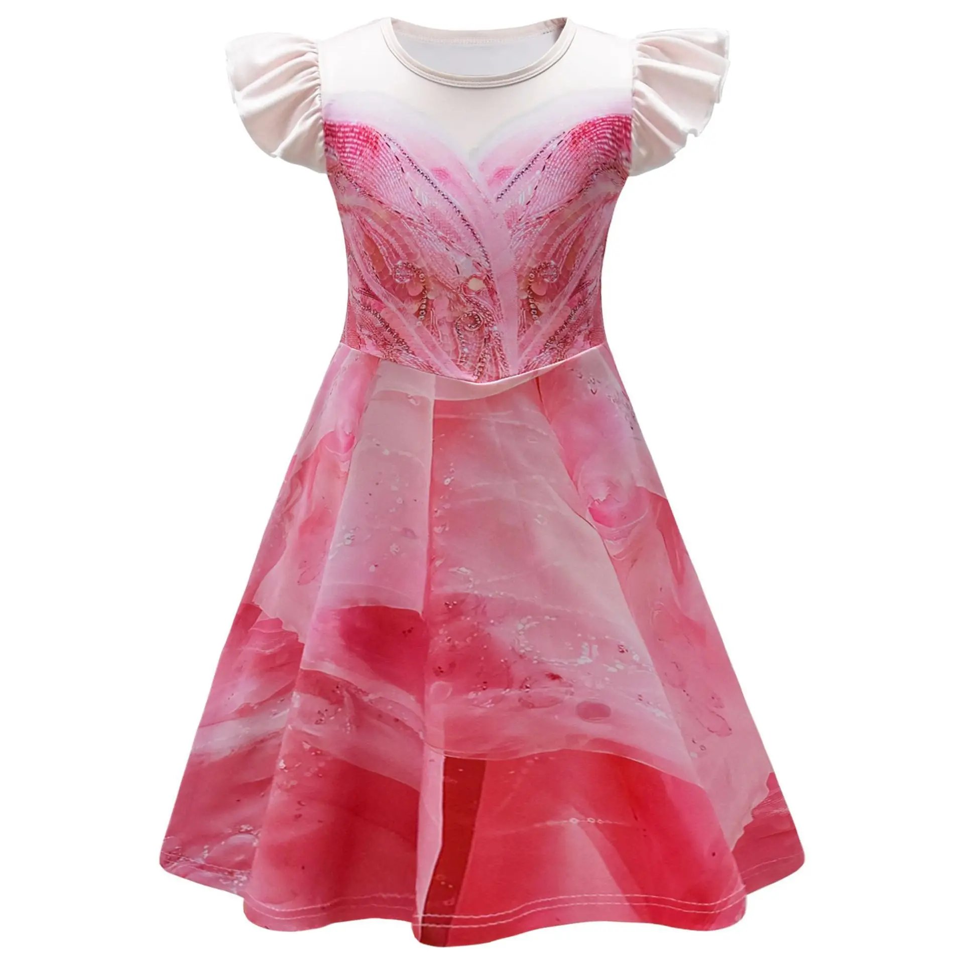 Movie Wicked Glinda Princess Print Dress Baby Gilrs Summer Short Sleeves Nightdress Children Party Vestido Toddler Girls Clothes