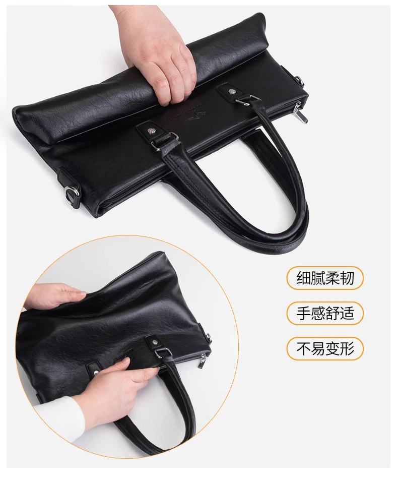 Men's bag Soft pu leather Briefcase Business Document Information Storage Bags Travel Laptop bag Executive briefcase man handbag