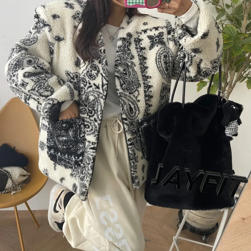 

Autumn Winter Women's Cotton Lined Lamb Fur Jaet Dongda Gate New Sle 2025 Faionable Korean Sle Inner Wear Coat