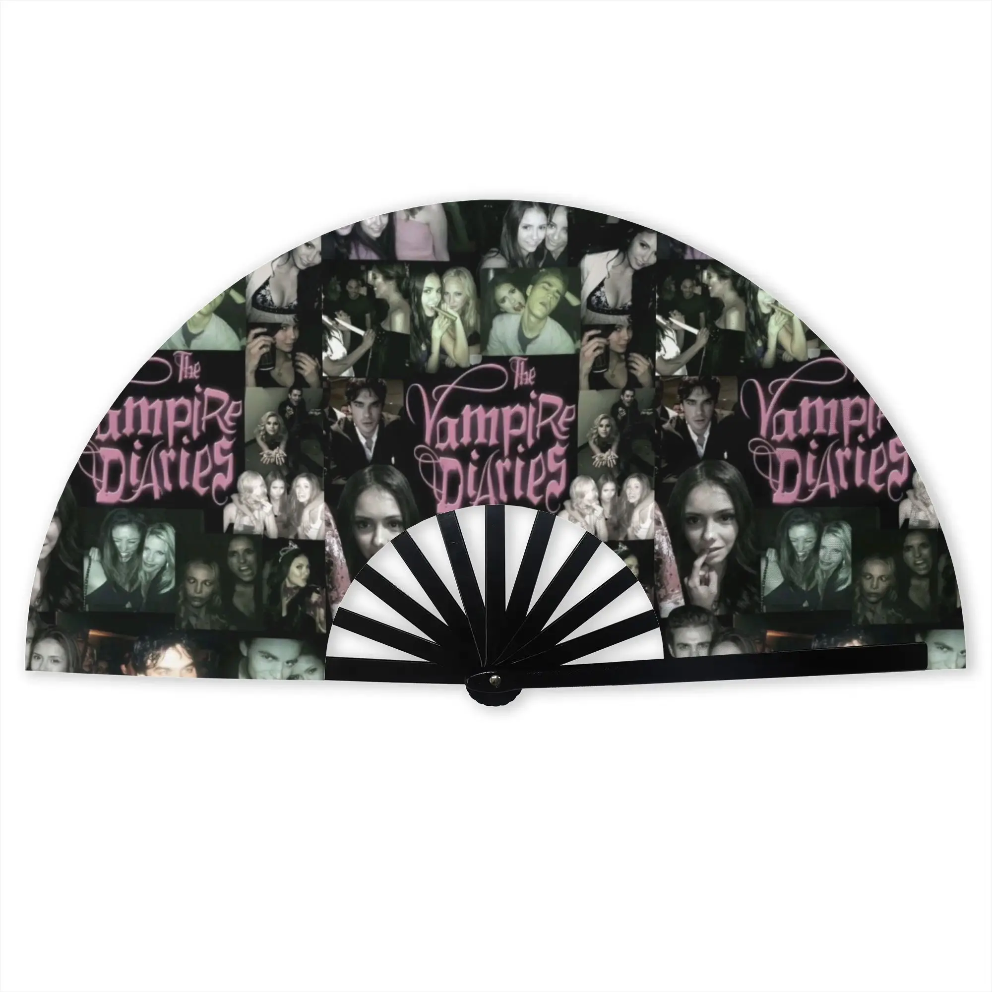 The Vampire Diaries Stylish Hand Fan Men  Printed Polyester Fan Aesthetic Costume Prop Folding Fans For Dancing Gift