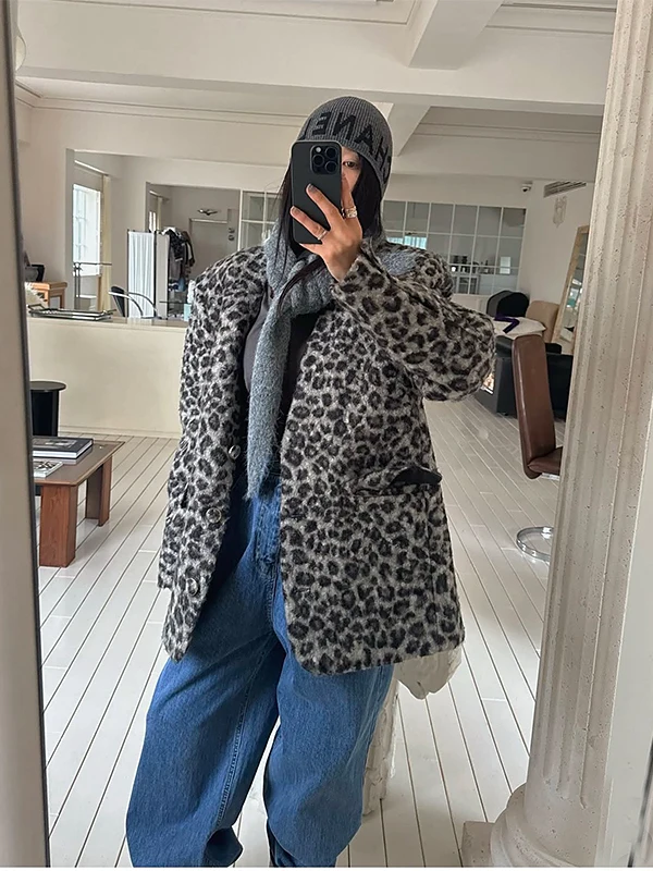 

Корейское Гонконгское шикарное ретро хлопковое женское пальто с леопардовым принтом из овечьего меха, зимнее новое модное пальто высокого класса