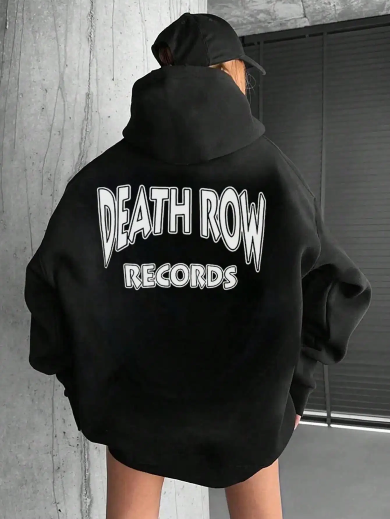 Women's Death Row Records Graphic Hoodie, Loose Fit Long Sleeve Drawstring Hooded Sweatshirt with Pocket