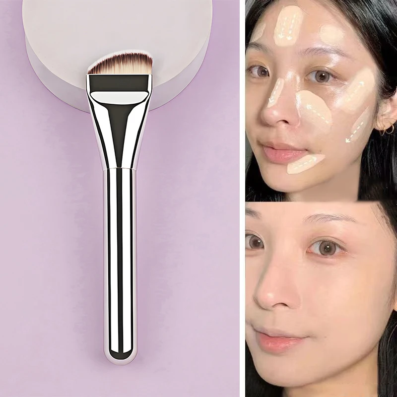 1 قطعة فرشاة كريم أساس رفيعة للغاية شعر ناعم رقيق فرشاة كونتور للوجه فرشاة كونتور مسطحة كريم الأساس فرش مكياج