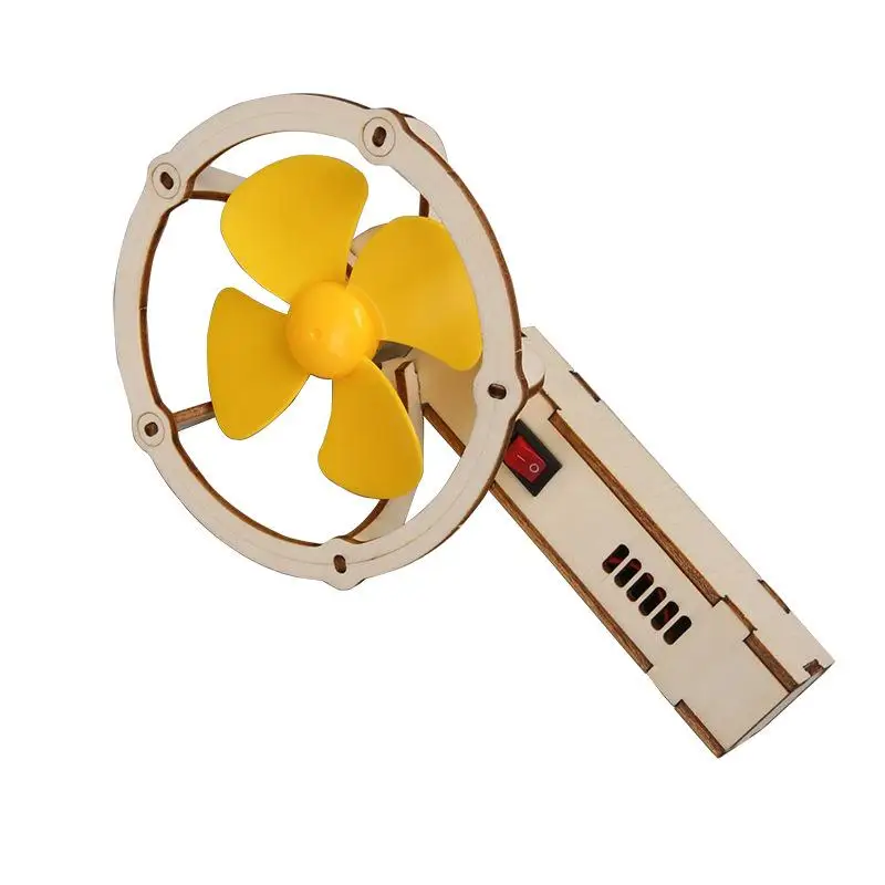 Ventilador portátil 3d quebra-cabeça de madeira diy modelo físico experimento científico brinquedo educativo modelo de montagem diy decoração presente