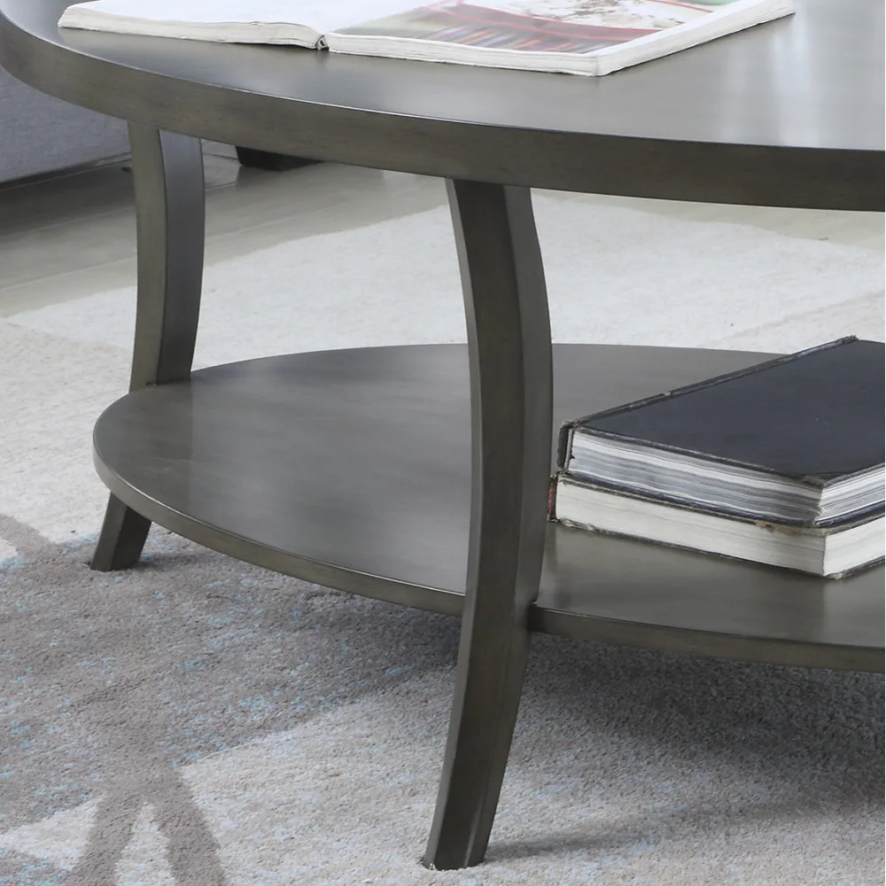 Perth Table basse contemporaine à étagère ovale Gris