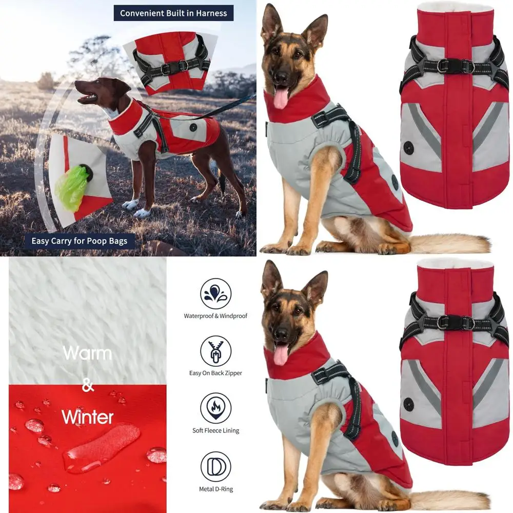 

Зимняя водонепроницаемая куртка на молнии для собак крупных пород - идеально подходит для лабрадоров, немецких овчарок, доберманов и ротвейлеров