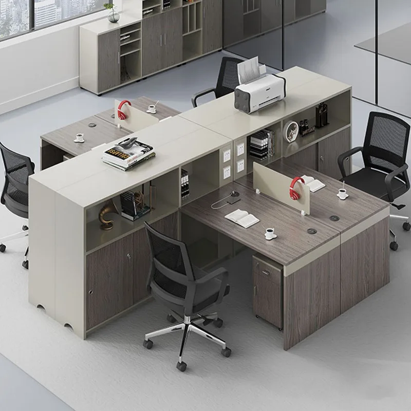 Office Furniture Staff Office Table and Chair Combination Single Four Staff Seats Screen Card Seat Modern Computer Desk Table