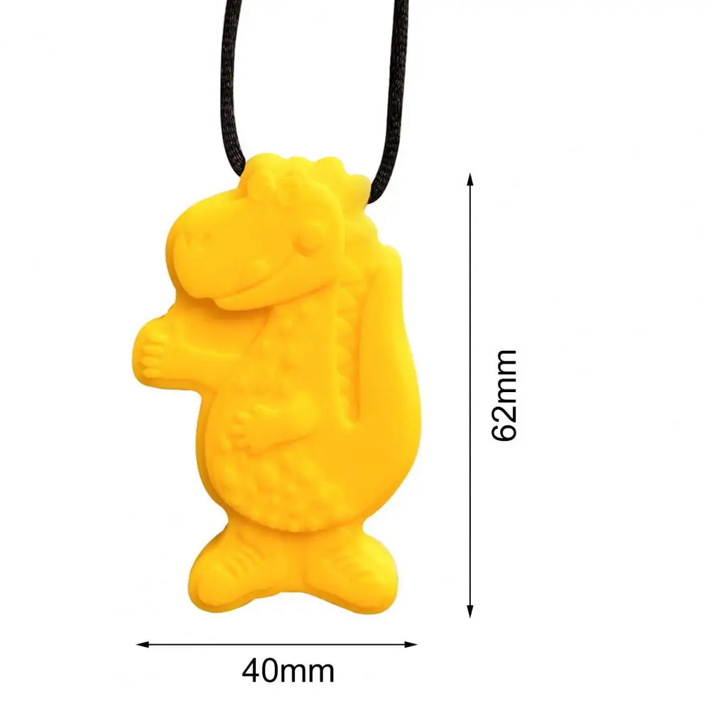 Toddler Silicone Teether Cartoon Shape Solid Color Sensory Chewy Pendant Baby Dinosaur Appearance Teether Pendant