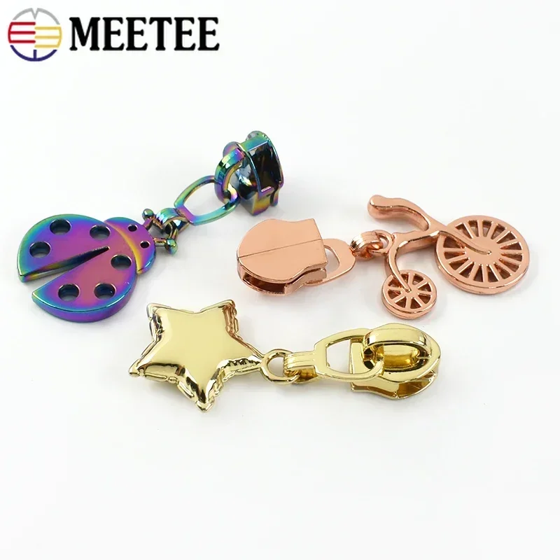 5/10Pcs 5# Meetee Nylon Zipper Sliders Purse Pockets Zips Puller Heads Zippers Closures Repair Kits Garment Sewing Accessories