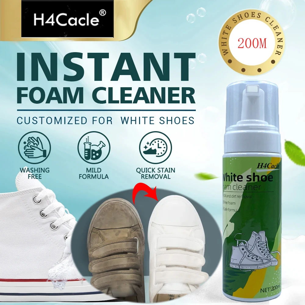 H4Cacle detergente multiuso per scarpe da ginnastica in pelle scamosciata a rete bianca Mousse per la pulizia superiore agente sbiancante per la