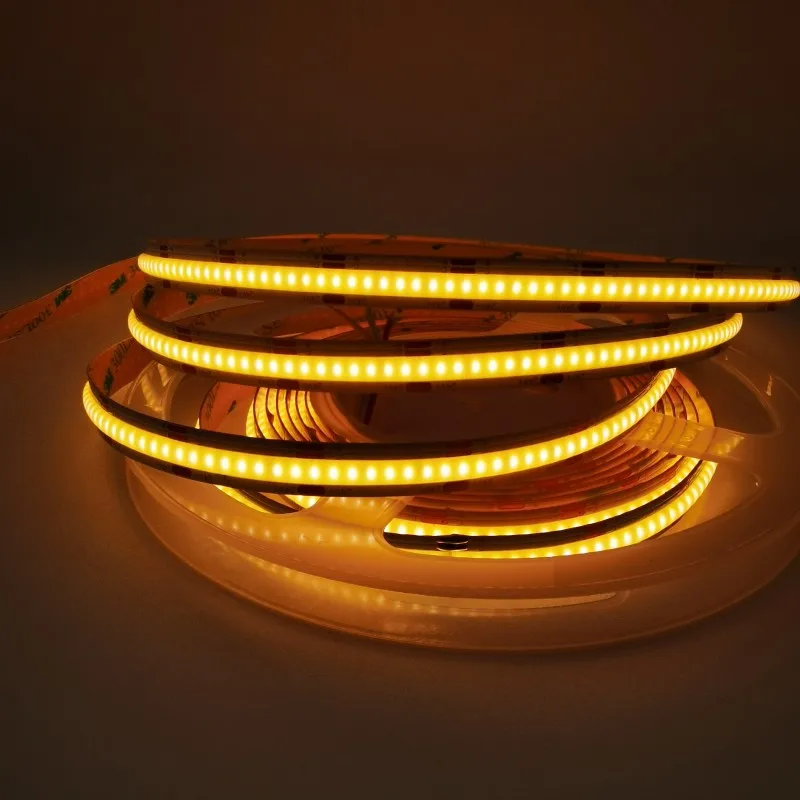 CCT COB LED Strip 12/24V 608leds/m High Density Dual Colour Warm Cool White Dimmable Linear Lights Flexible Tape RopeLight 5M