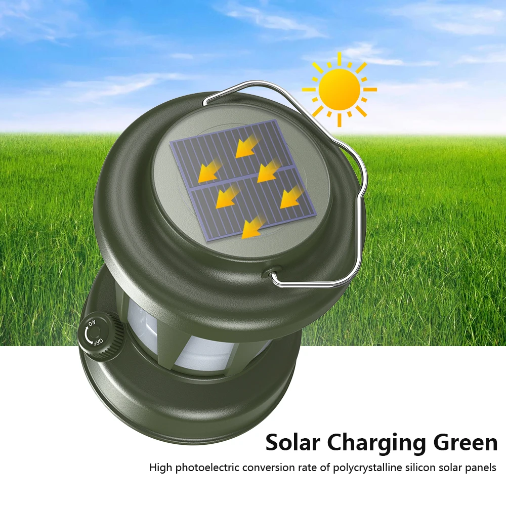 Multi Functional Retro Solar LED Camping Light Stepless Adjustment Temperature Light USB Charging Outdoor Tent Lighting Lantern