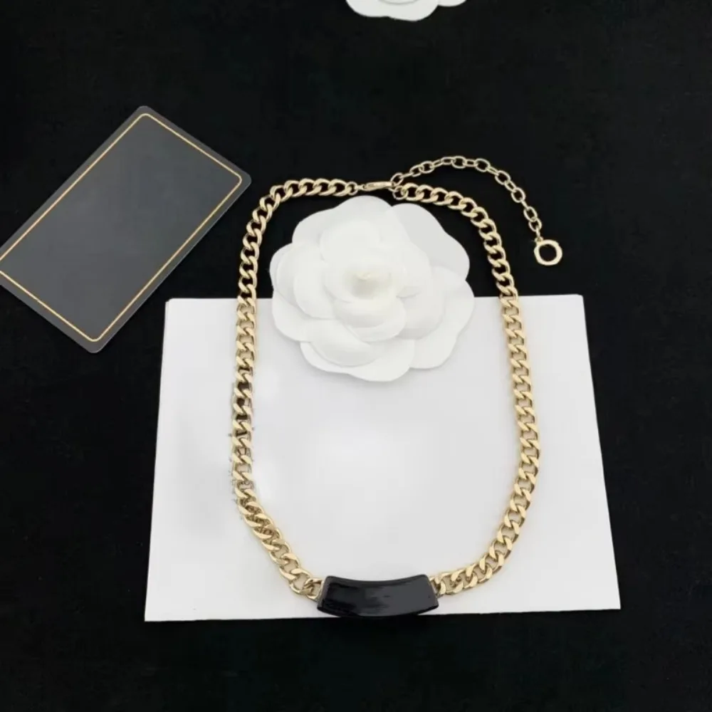 

Совершенно новая элегантная, высокая подвеска, легкая роскошь, черная акриловая брендовая цепочка с буквами, ожерелье, модный и универсальный темперамент