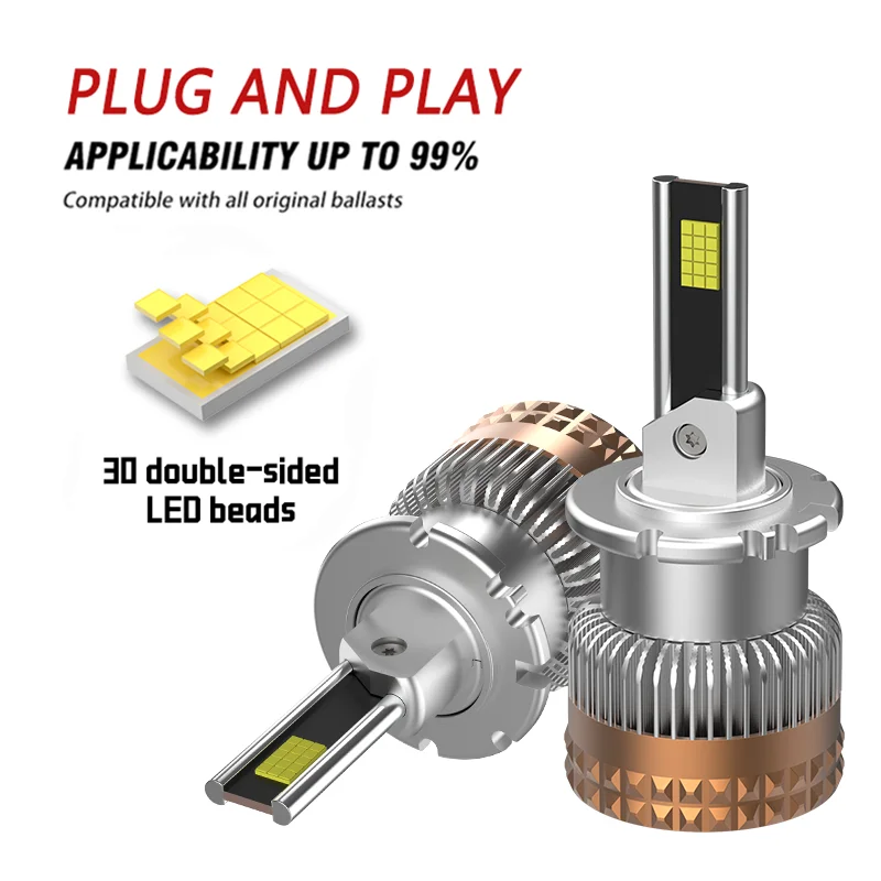 

2Pcs D2S D4S LED Canbus Car Headlight Bulbs D1S D2R D3S D4R D5S D8S Super Bright D Series Bulb 6000K White 1:1 Plug and Play