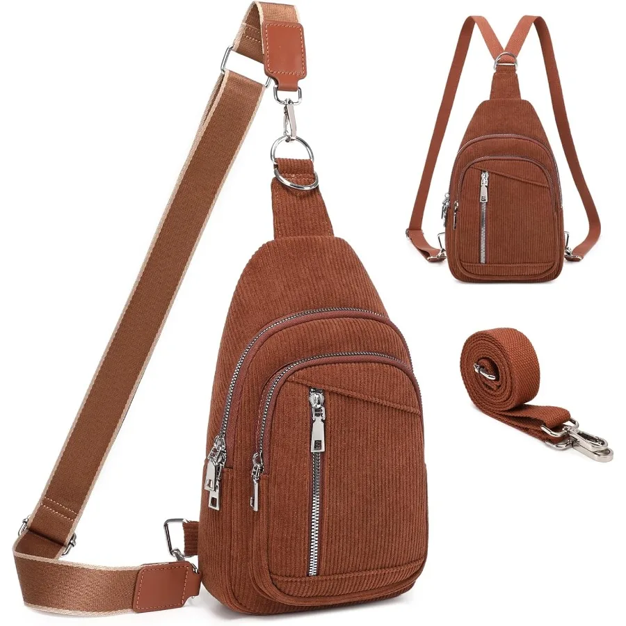 

Sling Bag Crossbody Backpack 2 in 1 Leather Cross Body Bag Fanny Pack with 2 Removable Straps