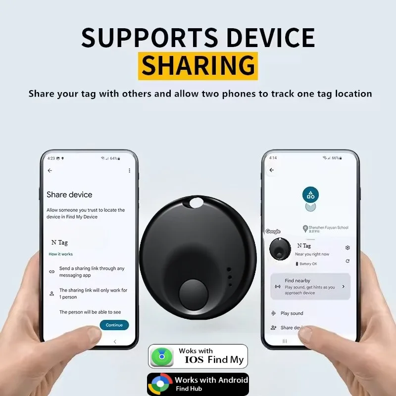 แท็กอัจฉริยะระบบคู่สำหรับ Google หรือ Apple ตัวติดตามบลูทูธป้องกันการสูญหาย ใช้กับกระเป๋าเงิน พวงกุญแจ ค้นหาผ่านแอป Find My/Hub