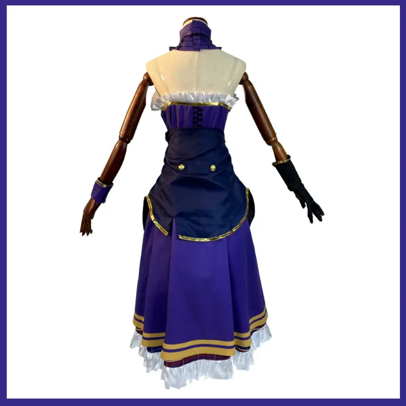 Anime Game Identity Ⅴ Patricia Dorval Enchantress Cosplay Costume Purple Evening Dress Coat Woman Sexy Masked Ball Party Suitx;2
