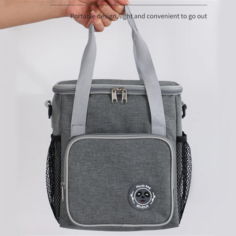 Large Capacity Insulated Lunch Bag Portable Food Cooler Bento Box Tote with Shoulder Strap Food Thermal Box Durable Meal Bags