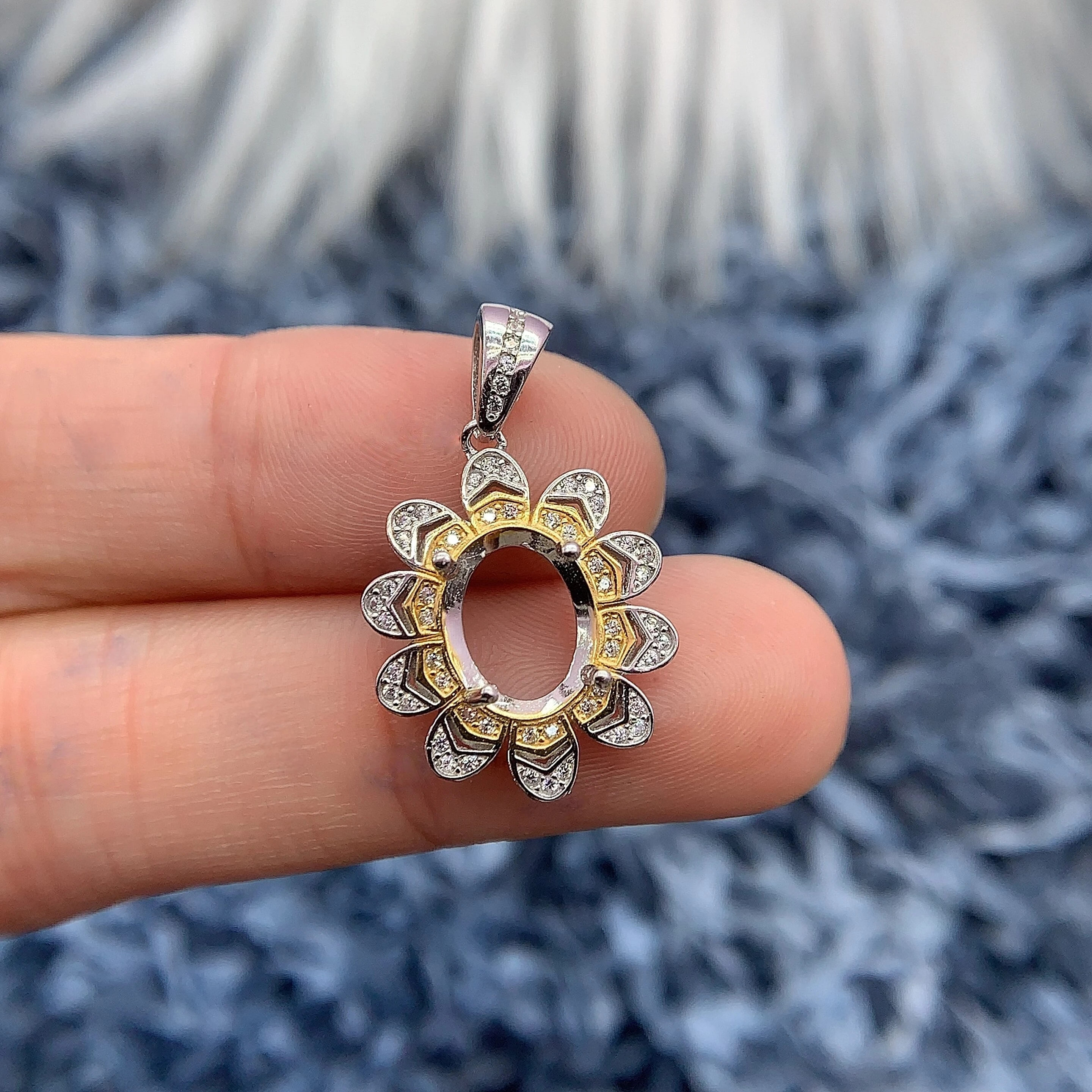

MeiBaPJ Inlay Oval 8*10mm S925 Sterling Silver Exquisite DIY Pendant Setting Womens Versatile Trend Fine Charm Jewelry Wholesale