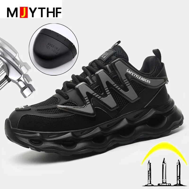 Ultra light Protection Shoes, Men'Anti smashing Anti piercing Safety Shoes shock-absorbing Soft Soled Work shoes Steel Toe Boots