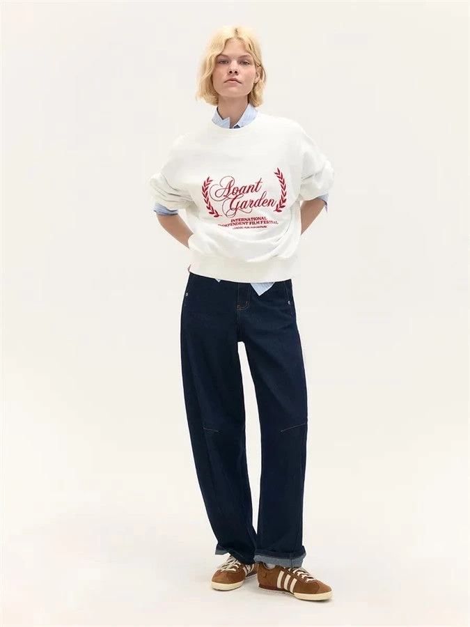 Faionable Casual losse ronde Ne bedrukte letter sweatshirt top dames comfortabele lange Sve Crew Ne Pendelen Sle