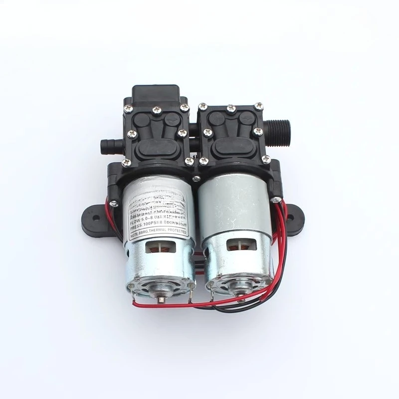 

12V dual-core power water pump, miniature agricultural electric sprayer, double-pump high-pressure return DC spraying