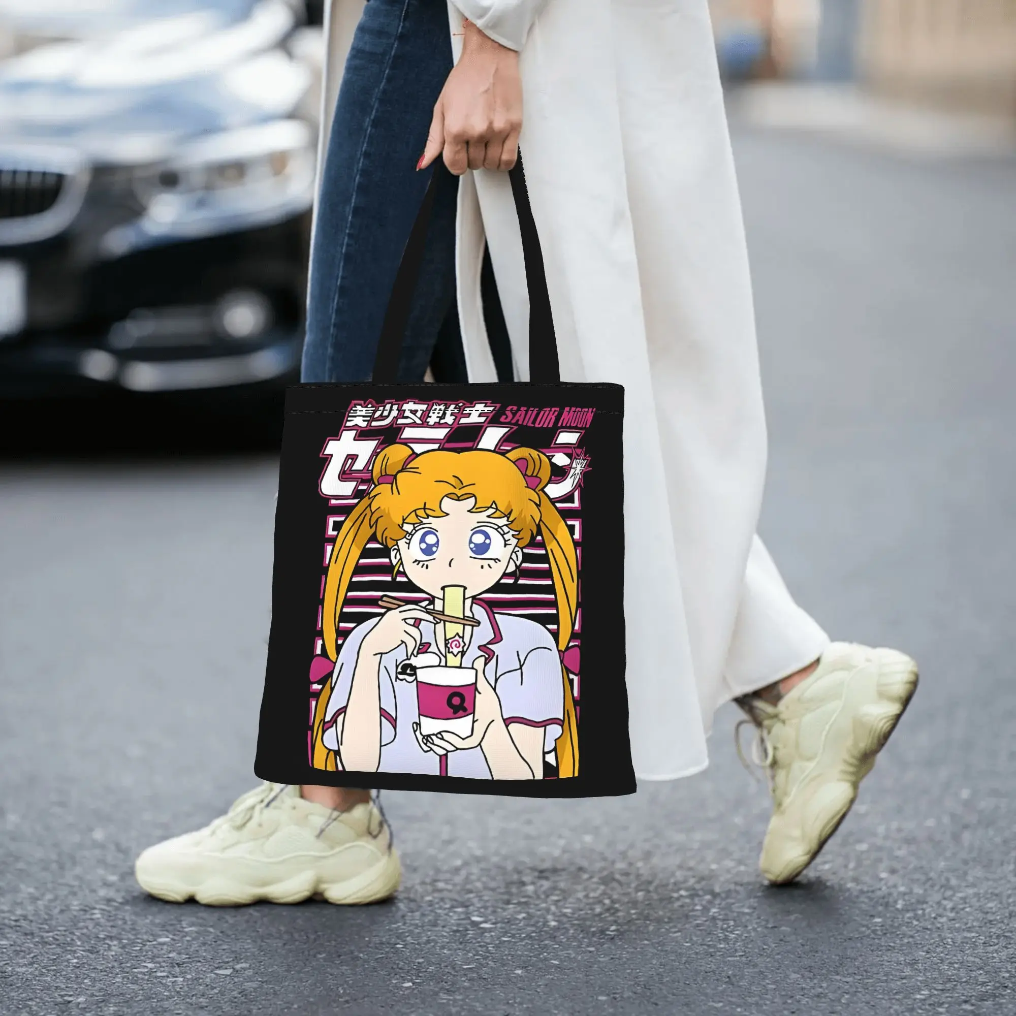 Fashion shopping bag Daily commute Usagi Tsukino Canvas Sailor Moon Canvas Tote Bag Women'S Shoulder Handbag