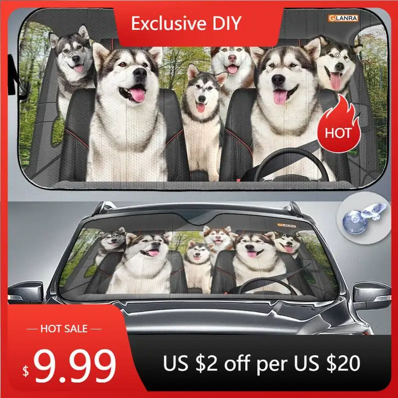 Alaskan Car Sunshade, Dog Car Decoration, Alaskan Lover, Auto Sun Shade, Gift For Dad, Car Windshield, Car Sun Protector PHT1822